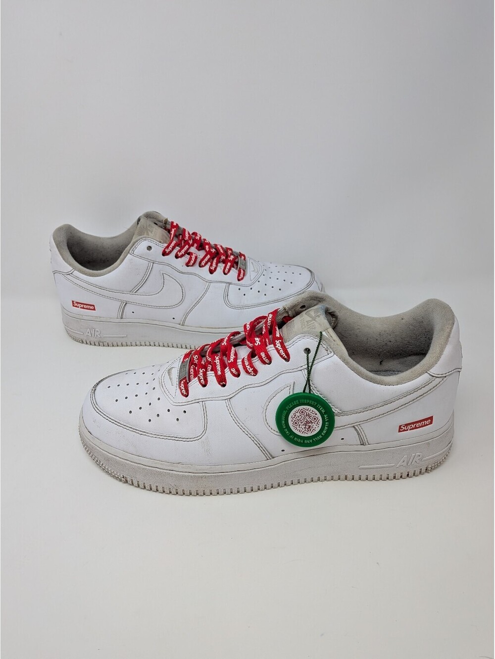 Nike Air Force 1 Low Supreme White Men's 11.5 CU9225-100 Extra Red Laces